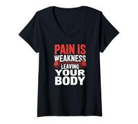 Women's Fitness Instructor Pain is Weakness Leaving Your Body V-Neck T-Shirt