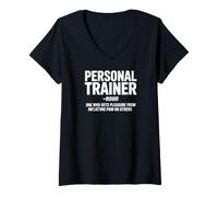 Women's Fitness Instructor Personal Trainer Noun Pleasure V-Neck T-Shirt