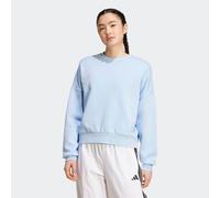 adidas Women's ESSENTIALS SMALL LOGO FEEL COZY RELAXED FIT SWEATSHIRT, glow blue/white, M