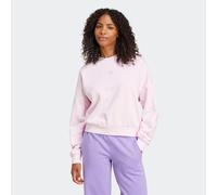adidas Women's ESSENTIALS SMALL LOGO FEEL COZY RELAXED FIT SWEATSHIRT, clear pink/white, M