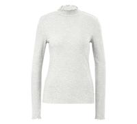 Women's Fitted Long Sleeve Ribbed Knit T-Shirt Roll Neck QS Blanc XL