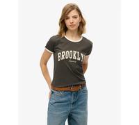 Women's fitted T-shirt Superdry Athletic Essential Ringer Gris M