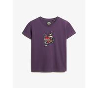 Superdry Small Tattoo Rhinest Fittd Short Sleeve T-shirt Purple S Woman