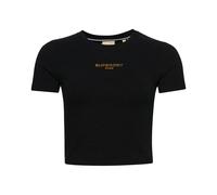 Superdry Sport Luxe Graphic Fitted tee T-Shirt for Women, Black and Gold, 8