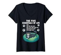 Women's Five Essentials of Life for Cat Lovers and Owners V-Neck T-Shirt
