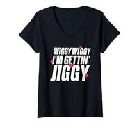 Womens Five Keep on Movin 2025 Wiggy Wiggy I’m Gettin’ Jiggy V-Neck T-Shirt