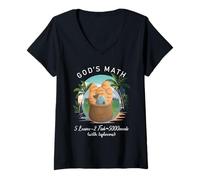 Women's Five Loaves Two Fish Feeding The 5000 Jesus Miracle V-Neck T-Shirt