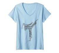 Women's Five Tenets of Taekwondo V-Neck T-Shirt, Baby Blue, Large