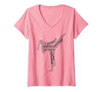 Women's Five Tenets of Taekwondo V-Neck T-Shirt, Pink, Large
