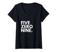 Women's Five Zero Nine Area Code 509 Spokane Washington V-Neck T-Shirt