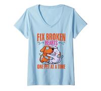 Womens Fix Broken Hearts One Pet at A Time V-Neck T-Shirt