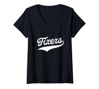 Women's Fixers - Fun Retro University Aesthetic Sporty V-Neck T-Shirt