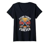 Womens Fixing Things Since Forever Mechanic Repair Tools V-Neck T-Shirt
