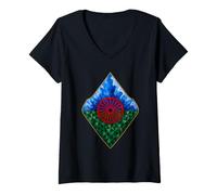Women's Flag of The Romani People Gypsy Flag Geometric Roma Heritage V-Neck T-Shirt