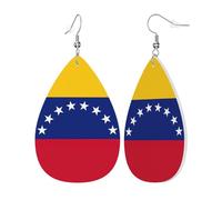 Womens Flag of Venezuela Print Leather Earrings Teardrop Dangle Earrings Jewelry Outfits Accessories