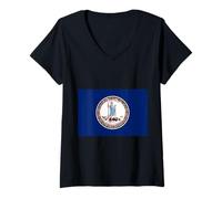 Womens Flag of Virginia V-Neck T-Shirt