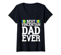 Womens Flagcastle: Saint Vincent and the Grenadines Father's Dad V-Neck T-Shirt