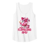 Womens Flamazing Amy Pink Flamingo Tropical Beach Scene Women's Tank Top
