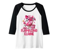 Womens Flamazing Elaine Pink Flamingo Tropical Beach Scene Women's Raglan Baseball Tee