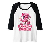 Womens Flamazing Isabella Pink Flamingo Tropical Beach Scene Women Raglan Baseball Tee