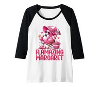 Womens Flamazing Margaret Pink Flamingo Tropical Beach Scene Women Raglan Baseball Tee