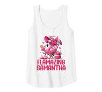 Womens Flamazing Samantha Pink Flamingo Tropical Beach Scene Women Tank Top