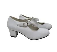 Women's Flamenco Dance Shoes, Synthetic Mary Jane Heels, White