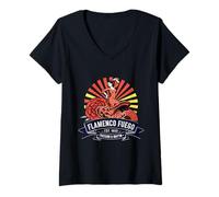 Womens Flamenco Dance Spanish Passion Spain Vintage Design V-Neck T-Shirt