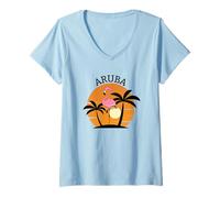 Womens Flamingo Aruba V-Neck T-Shirt