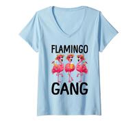 Women's Flamingo Gang Party Vacation V-Neck T-Shirt