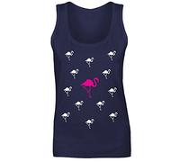 Womens Flamingo Tropical Birds Vest Tank Top Navy Blue UK 14 (XL)