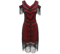Women's Flapper Dresses 1920S Great Dresses for Women UK 1920S Flapper Dress Sequin Harlem Nights Dresses Vintage Sleeveless Cocktail Dress Flapper Costume Flapper Dresses 1920S Red