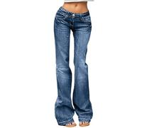 Women's Flare Jeans Y2K 90s Bootcut Low Rise Vintage Distressed Pants Denim Pants Bell Bottoms for Yoga Casual Gym and Sports Trousers Loose Fit Hippie Clothes, Blue, S