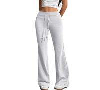Women's Flare Leg Sweatpants Trousers High Waisted Drawstring Flared Joggers Lounge Pants Casual Y2K Streetwear Wide Leg Sport Yoga Cargo Pants XL White