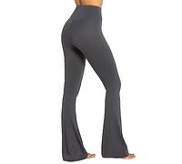 Womens Flare Leggings No Front Seam Flare Yoga Pants with Tummy Control Crossover High Waist