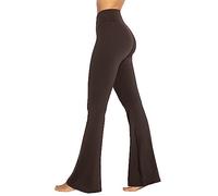 Womens Flare Leggings No Front Seam Flare Yoga Pants with Tummy Control Crossover High Waist