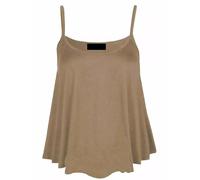 New Womens Ladies Plus Size Printed Swing Vest Strappy Sleeveless Flared CAMI Tops Dresses 8-26 Mocha