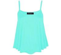 Womens Flared Cami Vest Top Ladies Sleeveless Round Neck Plain and Printed Camisole Vest Top Strappy Swing Vest Flared Mini Top Casual Summer Wear Fancy Party Beach Wear Top Plus Size Mint