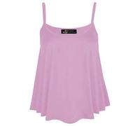 Womens Flared Cami Vest Top Ladies Sleeveless Round Neck Plain and Printed Camisole Vest Top Strappy Swing Vest Flared Mini Top Casual Summer Wear Fancy Party Beach Wear Top Plus Size 8-26 Baby Pink