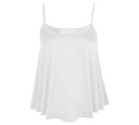 Womens Flared Cami Vest Top Ladies Sleeveless Round Neck Plain and Printed Camisole Vest Top Strappy Swing Vest Flared Mini Top Casual Summer Wear Fancy Party Beach Wear Top Plus Size White