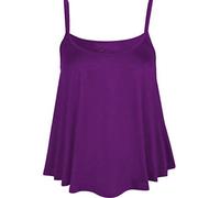 FASHION FAIRIES New Womens Plain Swing Vest Sleeveless Strappy Cami Ladies Plus Size Flared Top Size UK 8-30 Purple