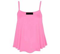 Womens Flared Cami Vest Top Ladies Sleeveless Round Neck Plain and Printed Camisole Vest Top Strappy Swing Vest Flared Mini Top Casual Summer Wear Fancy Party Beach Wear Top Plus Size 8-26 Baby Pink