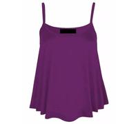 Womens Flared Cami Vest Top Ladies Sleeveless Round Neck Plain and Printed Camisole Vest Top Strappy Swing Vest Flared Mini Top Casual Summer Wear Fancy Party Beach Wear Top Plus Size 8-26 Purple