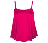 Womens Flared Cami Vest Top Ladies Sleeveless Round Neck Plain and Printed Camisole Vest Top Strappy Swing Vest Flared Mini Top Casual Summer Wear Fancy Party Beach Wear Top Plus Size 8-26 Cerise