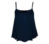 Womens Flared Cami Vest Top Ladies Sleeveless Round Neck Plain and Printed Camisole Vest Top Strappy Swing Vest Flared Mini Top Casual Summer Wear Fancy Party Beach Wear Top Plus Size 8-26 Navy