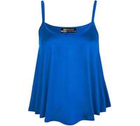 FASHION FAIRIES Womens Swing Cami Vest Top Ladies Sleeveless Round Neck Stretchy Flared Plain and Printed Vest Top Casual Summer Wear Beach Top Lounge Wear Basic Tee Top Plus Size UK 8-30 Royal Blue