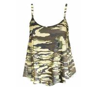 Womens Flared Cami Vest Top Ladies Sleeveless Round Neck Plain and Printed Camisole Vest Top Strappy Swing Vest Flared Mini Top Casual Summer Wear Fancy Party Beach Wear Top Plus Size 8-26 Camouflage