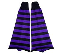 Women's Flared Leg Warmers, Striped Knit Socks, Over Knee, Wide Leg Warm, Elephant Socks - Purple, One Size