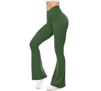 Women's Flared Leggings High Waist Bootcut Yoga Pants Tummy Control Opaque Seamless Leggings Plain Opaque Stretchy Trousers for Gym Yoga Fitness