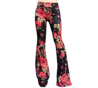 Women's Flared Leggings Vintage High Waist Flared Trousers Elegant Floral Pattern Leggings Bootcut Sports Trousers Opaque Sports Yoga Trousers Casual Trousers Jazz Pants for Dance Fitness Casual Work,